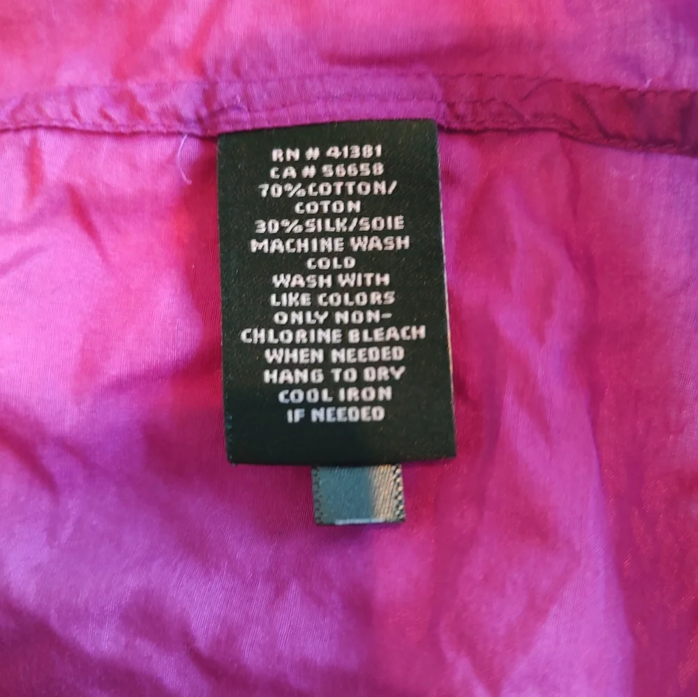 Lauren Ralph Lauren Magenta Pintuck Cotton Silk Blend Button Down Size 16 - Picture 9 of 9